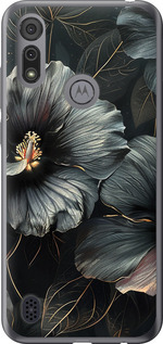 Чохол Чорні квіти на Motorola E6s