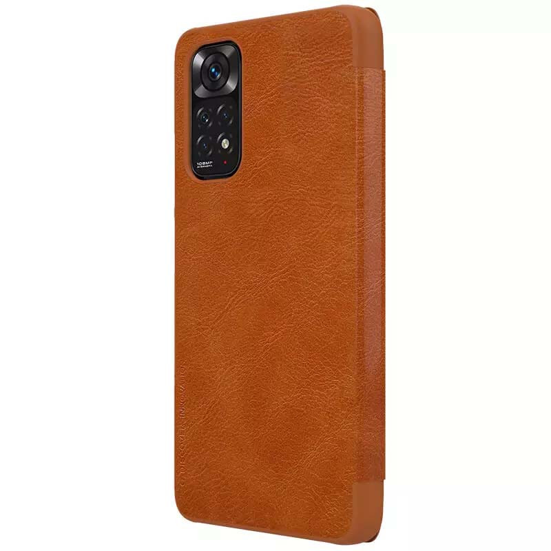 Шкіряний чохол (книжка) Nillkin Qin Series на Xiaomi Redmi Note 11S (Коричневий) в магазині vchehle.ua