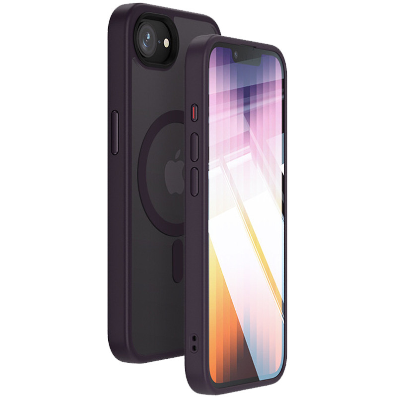 TPU+PC чехол Metal Buttons with  Magnetic Safe Colorful для Apple iPhone 16e (6.1") (Темно-фиолетовый / Dark Purple)