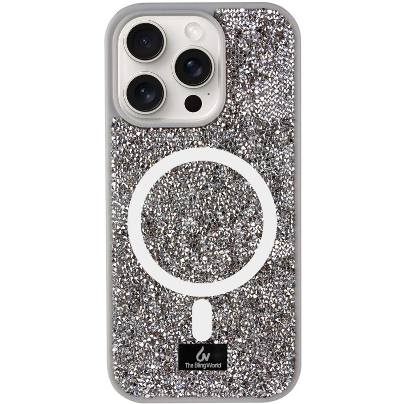 TPU чехол Bling World Rock Diamond with Magnetic Safe для Apple iPhone 14 Pro Max (6.7") (Grey)