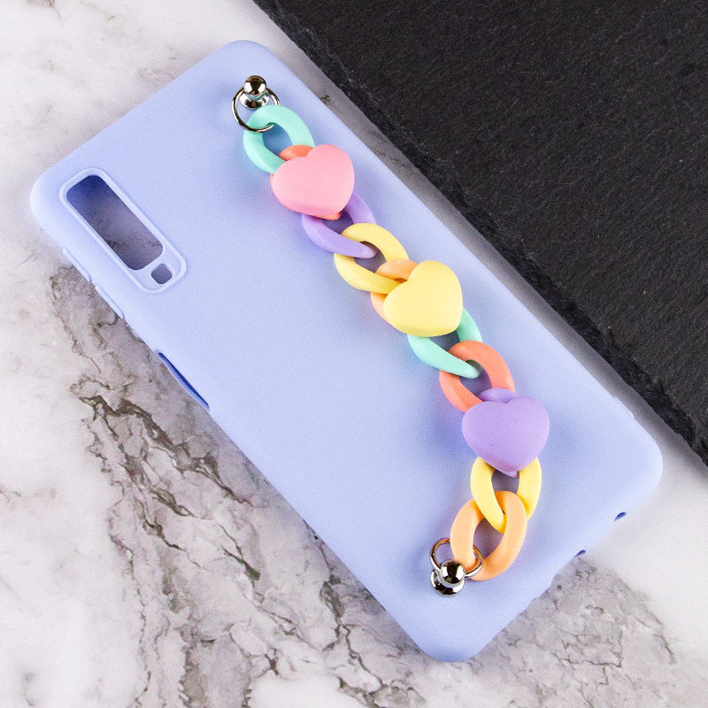 Фото Чехол Chained Heart c подвесной цепочкой для Samsung A750 Galaxy A7 (2018) (Lilac Blue) в магазине vchehle.ua