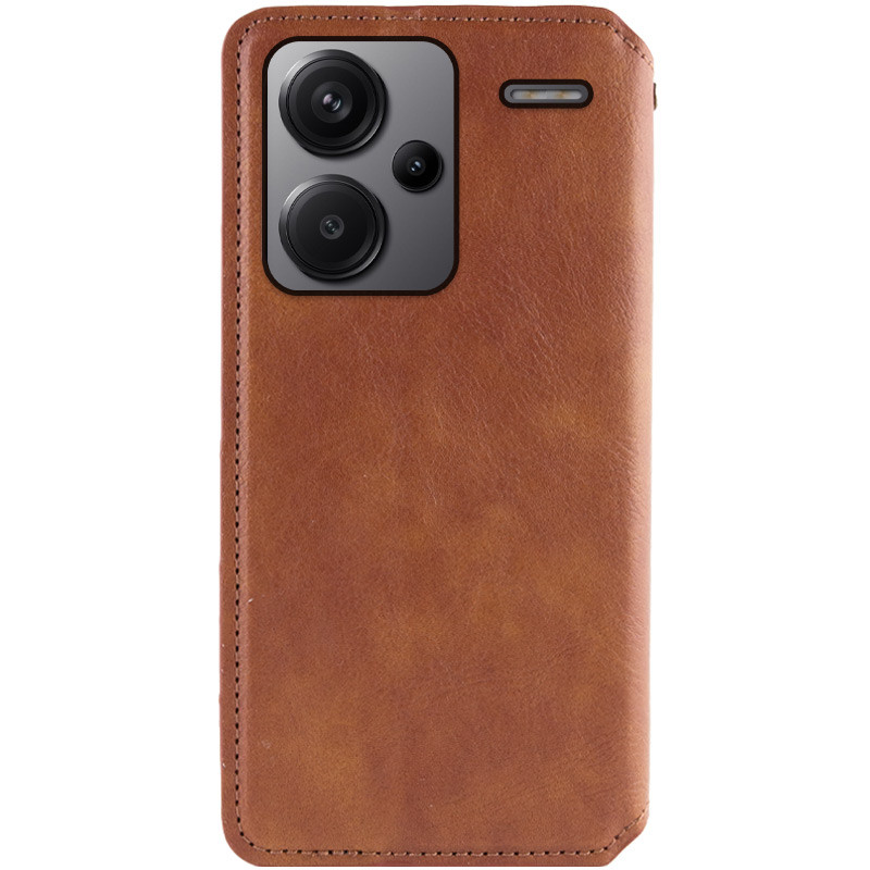 Фото Кожаный чехол-книжка GETMAN Cubic (PU) для Xiaomi Redmi Note 13 Pro+ (Коричневый) на vchehle.ua