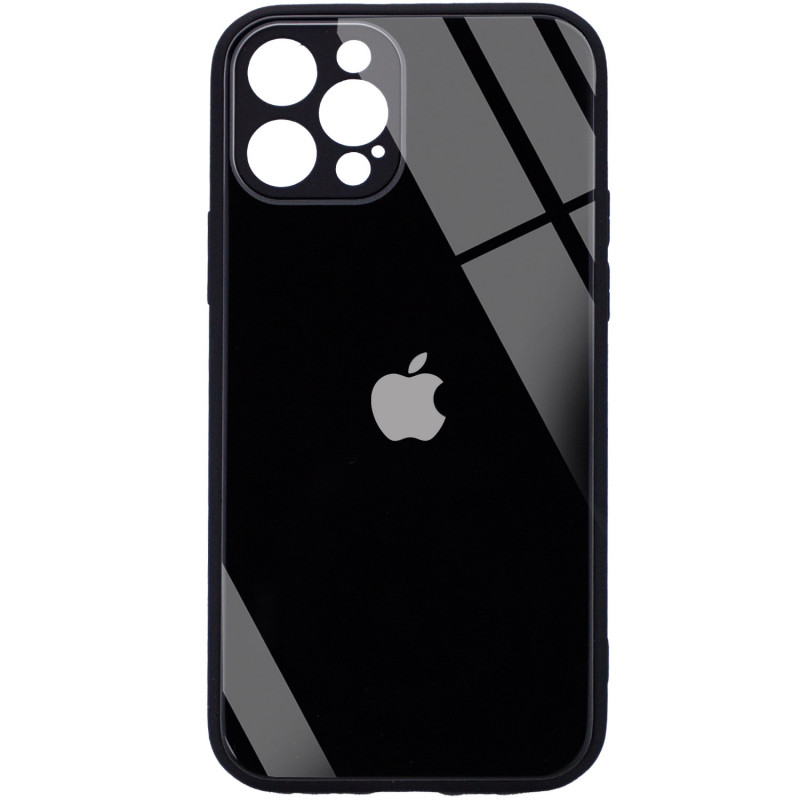 Уценка TPU+Glass чехол GLOSSY Logo Full camera (opp) для Apple iPhone 12 Pro Max (6.7") (Царапина / Черный)