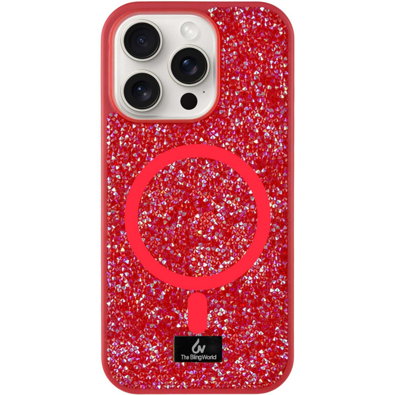 TPU чехол Bling World Rock Diamond with Magnetic Safe для Apple iPhone 14 Pro (6.1") (Red)