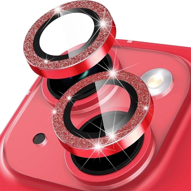 Фото Захисне скло Metal Sparkles на камеру (в упак.) на Apple iPhone 15 (6.1") / 15 Plus (6.7") (Червоний / Red) на vchehle.ua