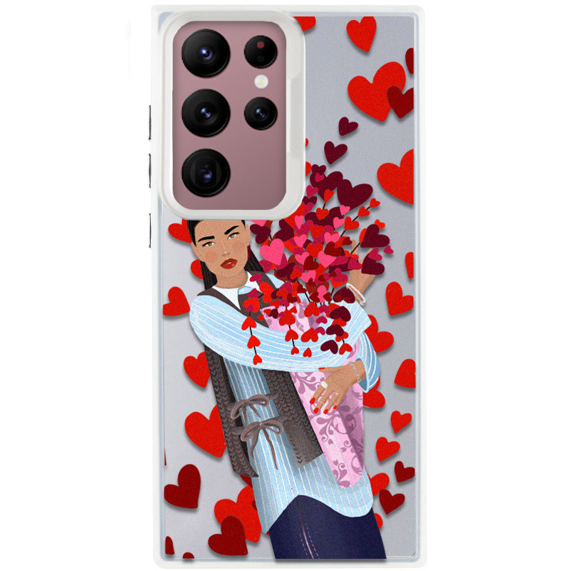 TPU+PC чехол TakiTaki Love magic glow для Samsung Galaxy S23 Ultra (Girl in love / White)