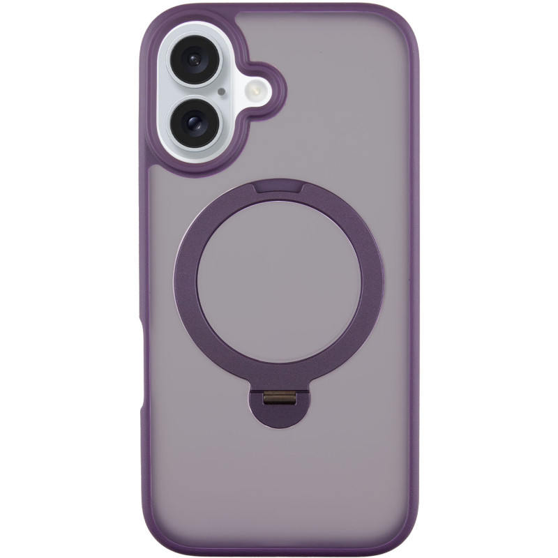 TPU+PC чехол Metal Buttons with Magnetic Safe Colorful HQ Ring для Apple iPhone 16 (6.1") (Purple)