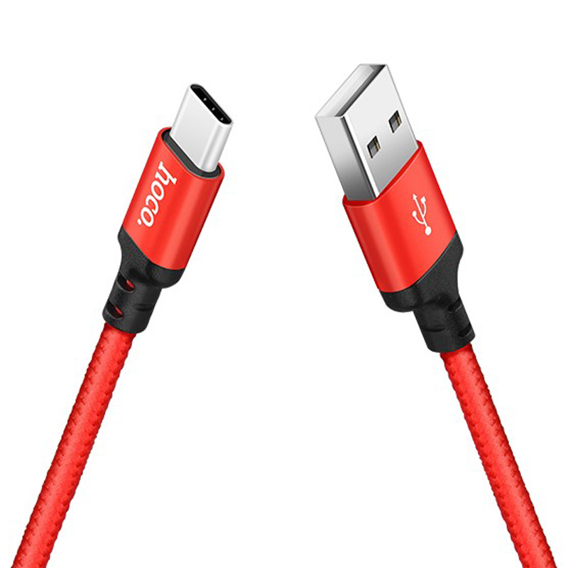 Дата кабель Hoco X14 Times Speed USB to Type-C (1m) (Черный / Красный)