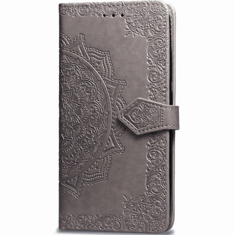 Кожаный чехол (книжка) Art Case с визитницей для Xiaomi Redmi Note 8 Pro (Серый)