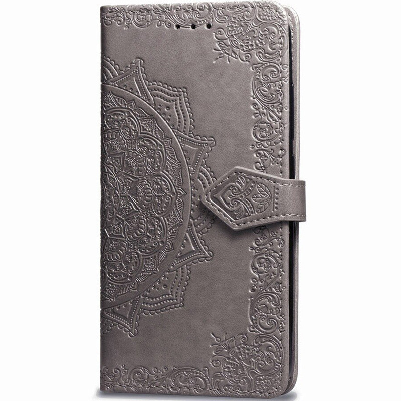 Кожаный чехол-книжка Art Case с визитницей для Xiaomi Redmi Note 8 Pro (Серый)
