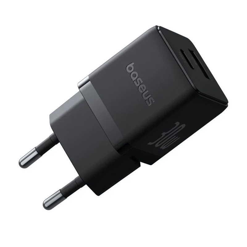 СЗУ Baseus Palm Fast Charger 30W (1USB-A/1C) + кабель Type-C to Type-C (P1011160A) (Cluster Black) в магазине vchehle.ua