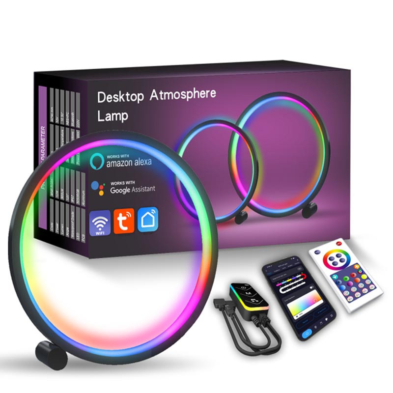 Настільна LED лампа RGB Intelligent circular atmosphere light Bluetooth USB with app (Black)