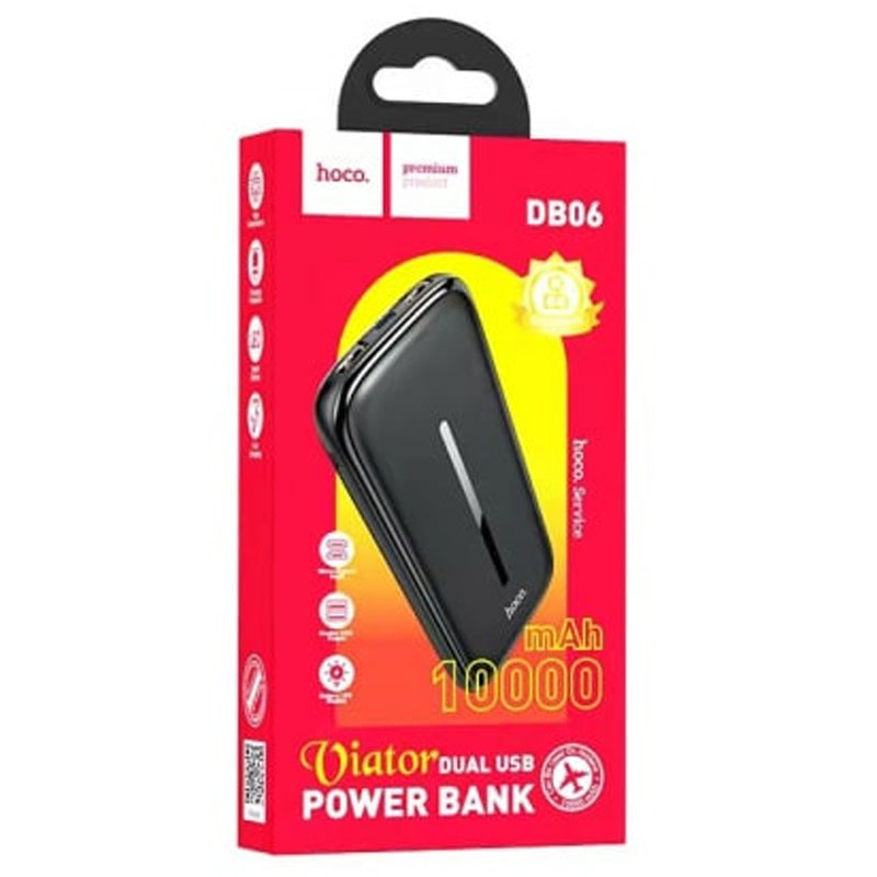 Фото Портативное зарядное устройство Power Bank Hoco DB06 Viator 10000 mAh (Черный) на vchehle.ua