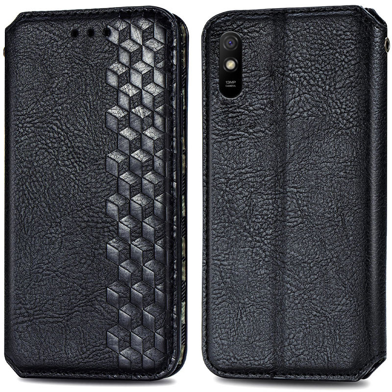 Фото Шкіряний чохол книжка GETMAN Cubic (PU) на Xiaomi Redmi 9A (Чорний) на vchehle.ua