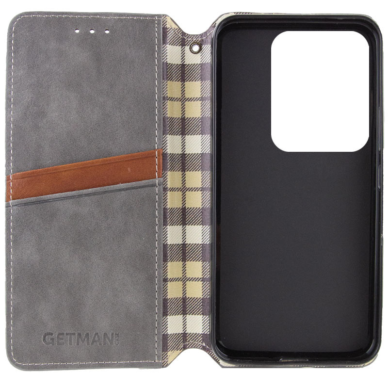 Фото Шкіряний чохол-книжка GETMAN Cubic (PU) на Xiaomi Redmi Note 13 Pro 4G / Poco M6 Pro 4G (Сірий) на vchehle.ua