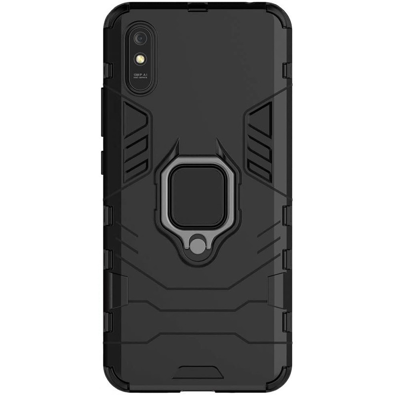 Ударопрочный чехол Transformer Ring for Magnet для Xiaomi Redmi 9A (Черный / Soul Black)