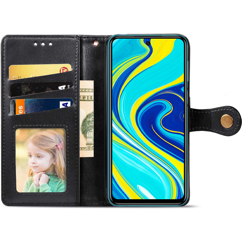 Фото Кожаный чехол-книжка GETMAN Gallant (PU) для Xiaomi Redmi Note 9s / Note 9 Pro / Note 9 Pro Max (Черный) на vchehle.ua