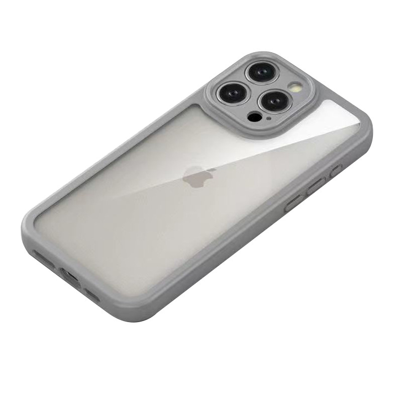 Фото TPU чехол Transparent + Colour 1,5mm для Apple iPhone 16 Pro (6.3") (Grey) в магазине vchehle.ua