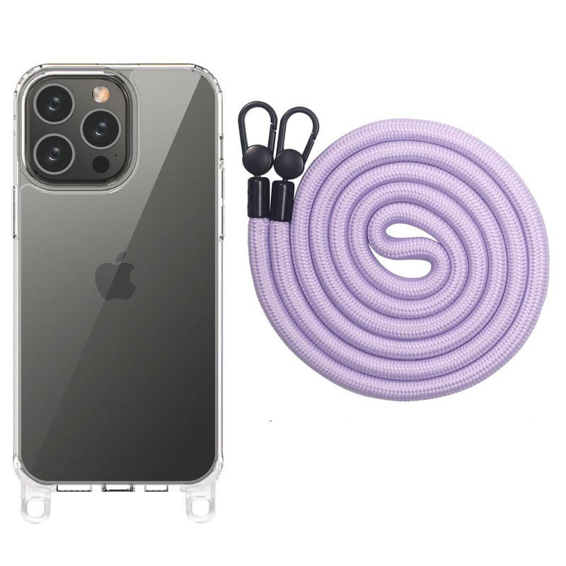 Чохол TPU Transparent with Straps на Apple iPhone 14 Pro Max (6.7") (Light Purple)