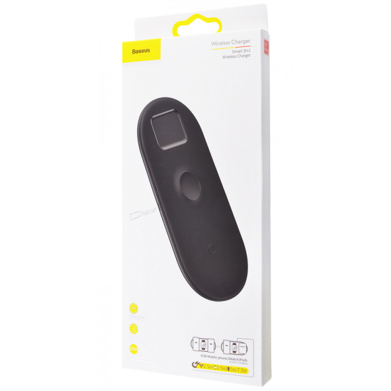 Купити Уценка БЗУ Baseus Smart 3in1 For iPhone+iWatch+AirPods (18W MAX) (WX3IN1) (Эстетический дефект / Чорний) на vchehle.ua