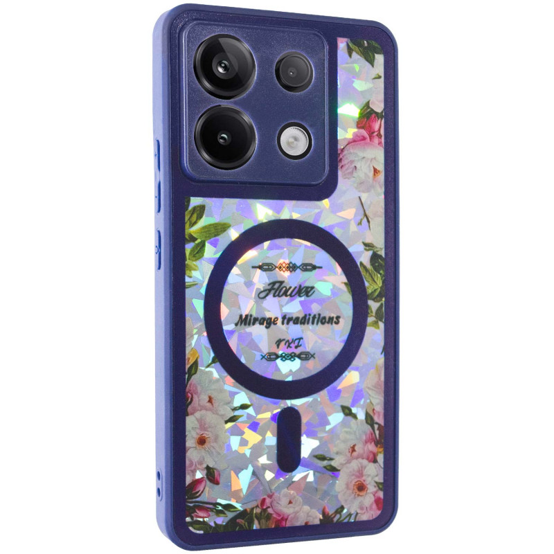 TPU+PC чехол Secret Flower для Xiaomi Poco X6 / Note 13 Pro 5G (Navy Blue)