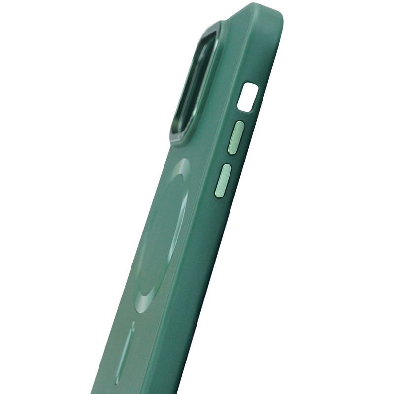 Фото Кожаный чехол Bonbon Leather Metal Style with Magnetic Safe для Apple iPhone 15 (6.1") (Зеленый / Pine green) в магазине vchehle.ua