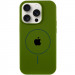 Чохол Silicone Case Full Protective (AA) with Magnetic Safe на Apple iPhone 14 Pro Max (6.7") (Зелений / Dark Olive)