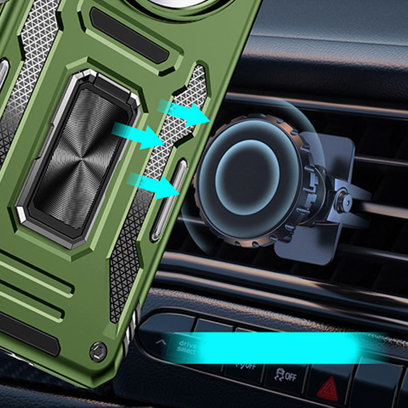 Удароміцний чохол Camshield Army Ring на Xiaomi Redmi Note 14 Pro 4G (Оливковий / Army Green) в магазині vchehle.ua