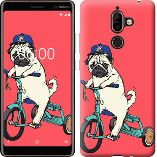 

Чехол Мопс на велосипеде для Nokia 7 Plus 642871