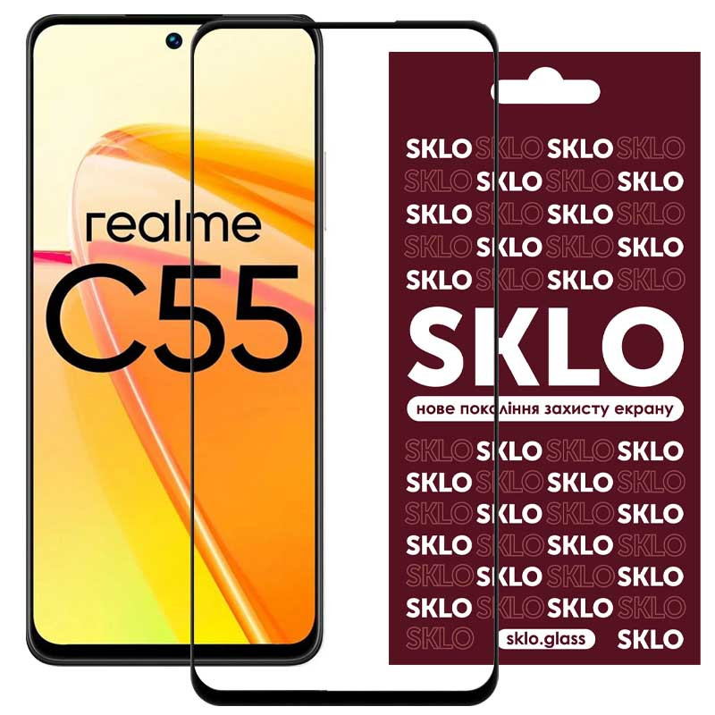 Захисне скло SKLO 3D на Realme C55 (Чорний)