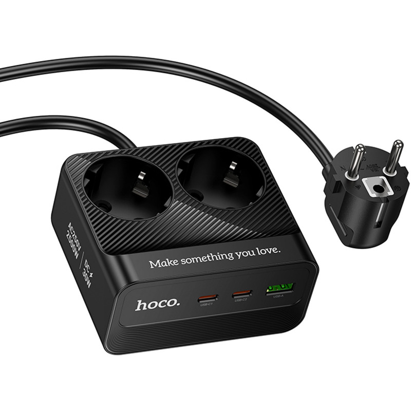 Фото Подовжувач Hoco AC27 Descanso (PD30W/2C/1A/2xSocket) (2m) (Black) на vchehle.ua