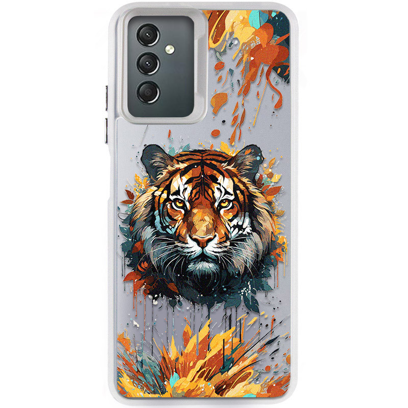 TPU+PC чехол TakiTaki Magic glow для Samsung Galaxy A14 4G/5G (Tiger / White)