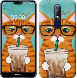 Чохол Зеленоокий кіт в окулярах на Nokia 3.2