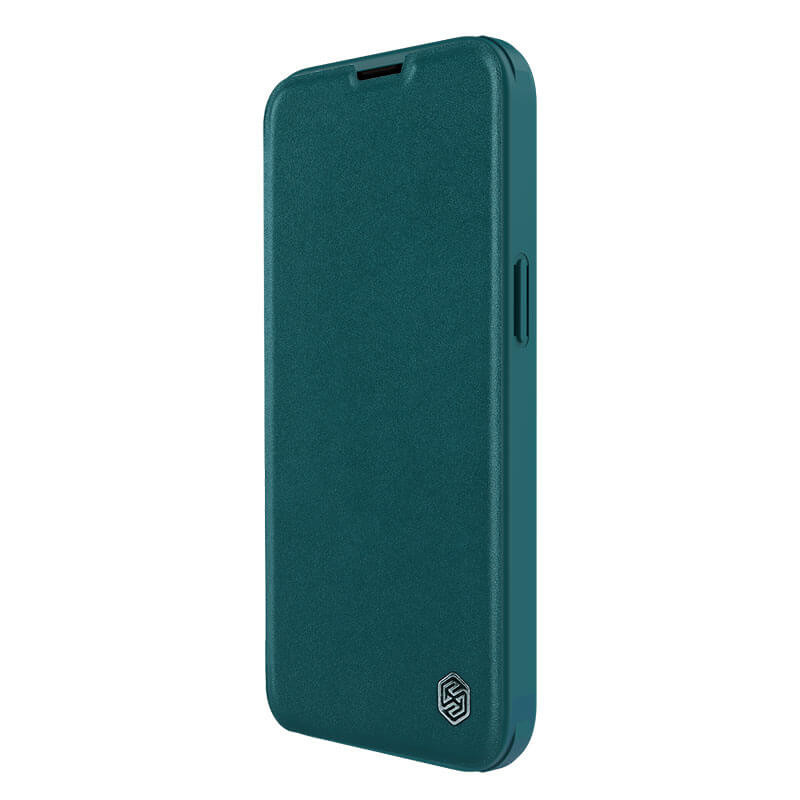 Фото Шкіряний чохол (книжка) Nillkin Qin Pro Plain Camshield на Apple iPhone 14 (6.1") (Зелений) в маназині vchehle.ua