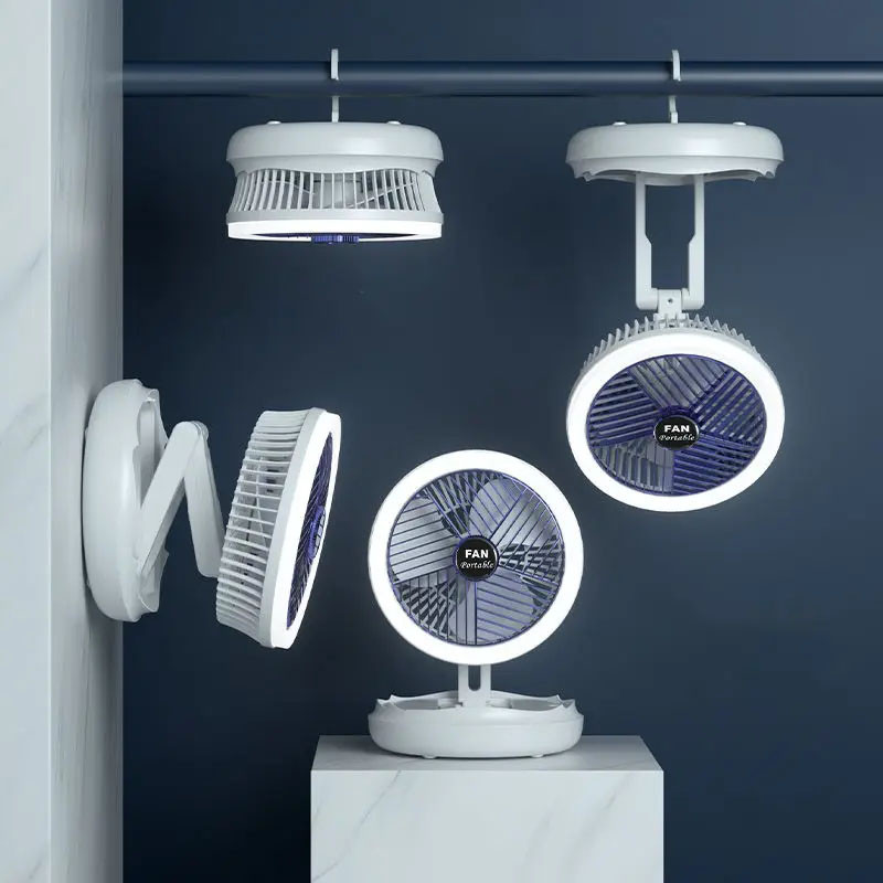 Фото Настільний складаний вентилятор Folding Fan 2in1 with Night Light (White) в маназині vchehle.ua