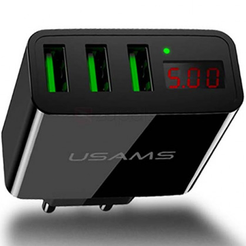 

МЗП USAMS US-CC035 з дисплеєм (3USB 2.4A) (Чорний) 708219