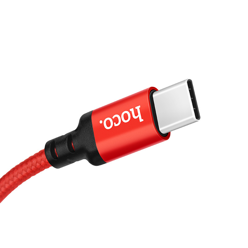 Фото Уценка Дата кабель Hoco X14 Times Speed USB to Type-C (1m) (Мятая упаковка / Черный / Красный) на vchehle.ua