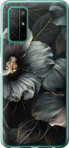 Чехол Черные цветы для Huawei Honor 30S