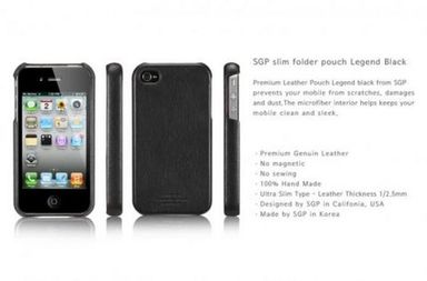 Фото Кожаная накладка SGP (4 цвета) для iPhone 4 (legend black) в магазине vchehle.ua