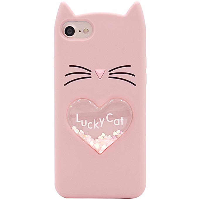 Силиконовый чехол Love Cat 3D для Apple iPhone 6/6s (4.7") (Розовый)
