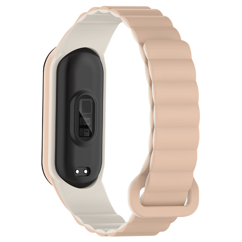 Фото Ремешок Dual-color Magnetic для Xiaomi Mi Band 9/8 (Beige / White) на vchehle.ua