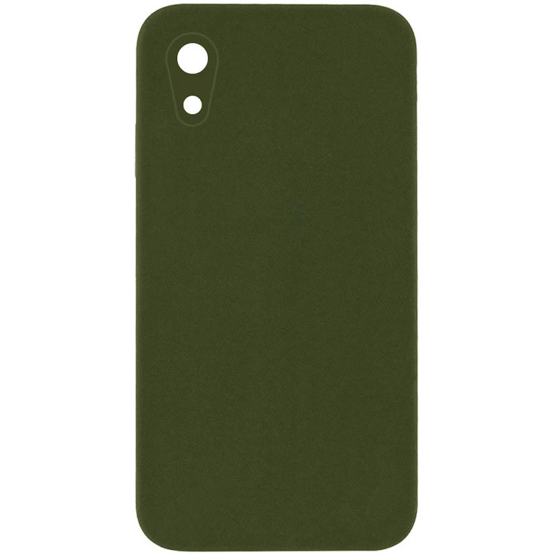 Silicone Case Square Full Camera Protective (AA) NOLOGO на Apple iPhone XR (6.1") (Зелений / Dark Olive)