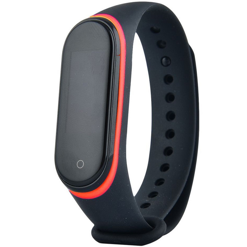 Ремінець Slim line на Xiaomi Mi Band 3/4 (Чорний / Червоний)