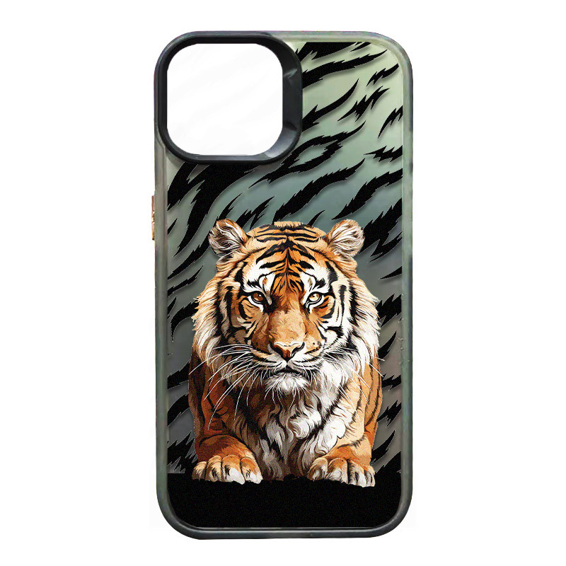 TPU+PC чехол TakiTaki Magic glow для Apple iPhone 15 Pro Max (6.7") (Tiger on the ground / Black)