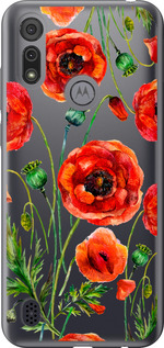 Чехол Нарисованные маки для Motorola E6s 1633962