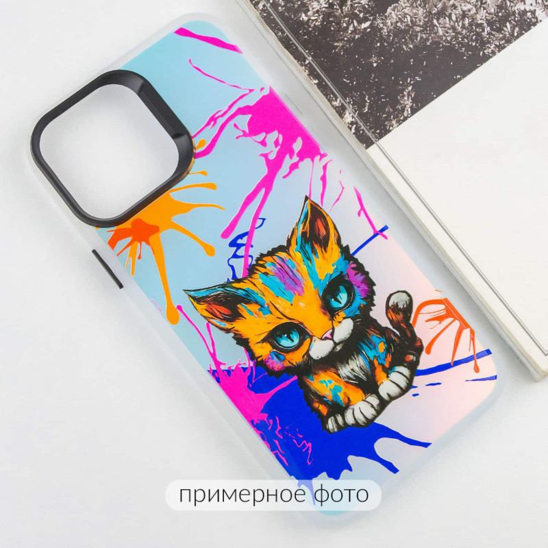 Фото TPU+PC чехол TakiTaki Graffiti magic glow для Samsung Galaxy S21 Ultra (Dark cat / Pink / Purple) на vchehle.ua