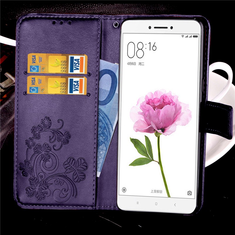 Фото Кожаный чехол (книжка) Four-leaf Clover с визитницей для Xiaomi Mi 6 на vchehle.ua