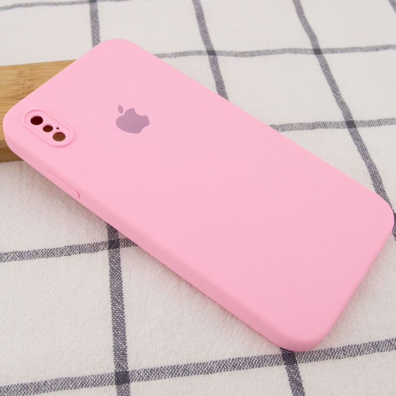 Фото Чехол Silicone Case Square Full Camera Protective (AA) для Apple iPhone XS Max (6.5") (Розовый / Light pink) на vchehle.ua