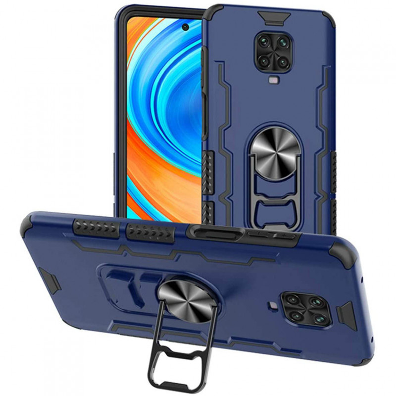 Ударопрочный чехол Beer Ring for Magnet для Xiaomi Redmi Note 9s / Note 9 Pro / Note 9 Pro Max (Темно-синий)