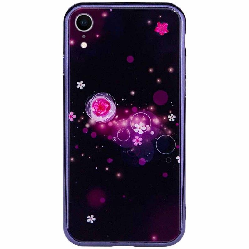 TPU+Glass чехол Fantasy с глянцевыми торцами для Apple iPhone XR (6.1") (Пузырьки и цветы)